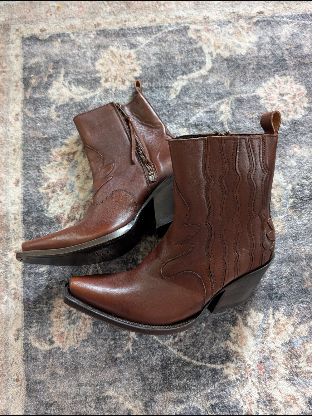 Brown Leather Western Ankle Boots Ariat Jade